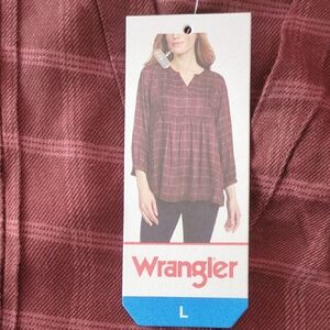 (NEW) Wrangler Burgundy Plaid Blouse
